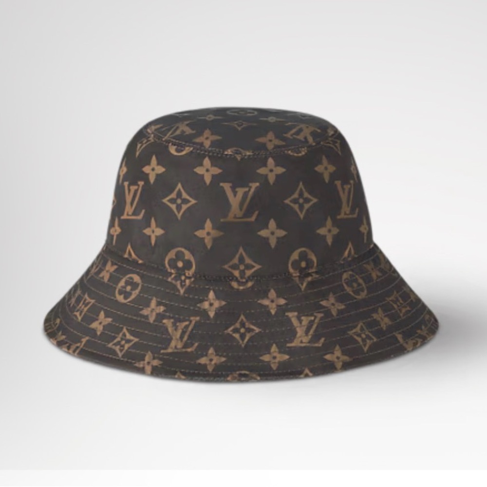 Authentic Monogram Pocket Bucket Hat folds down into bag charm